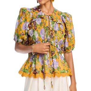 Farm Rio Women's Floral Yellow Top